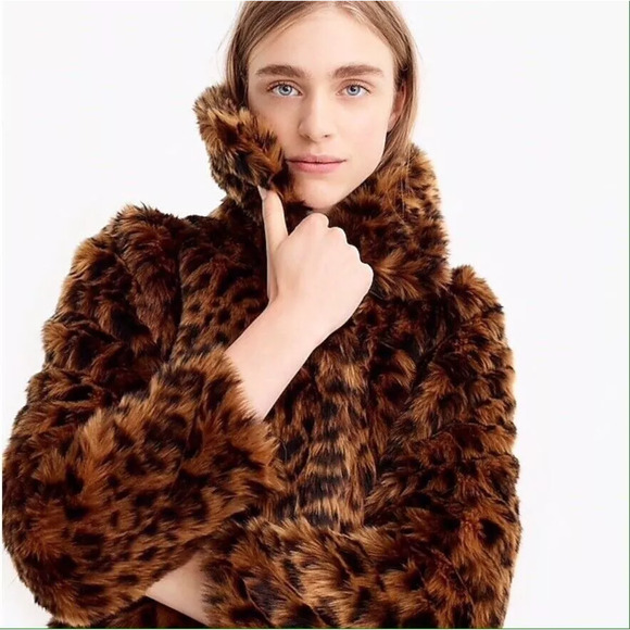 J. Crew Faux-fur leopard coat Size XXS - Picture 2 of 16
